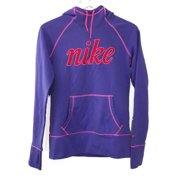 Nike Tops - Nike Womens Spell Out Large Logo Therma-Fit Hoodie
